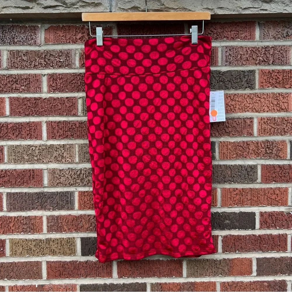 LuLaRoe Red Dotted High Rise Pencil Skirt